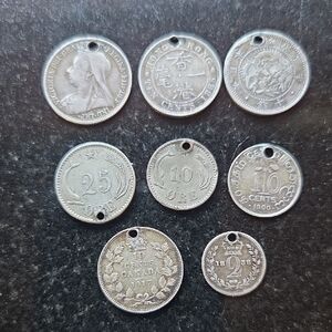 Vintage Silver Coins Collection.   Lucky Silver Charms From The War